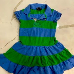 Ralph Lauren todler cute dress with blue and green stripes. rare and trendy